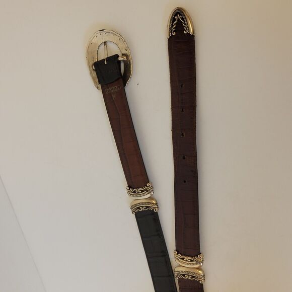 Vtg Brighton Leather Croc Silver Hardware Reversible 4 Opt. Women Belt - Picture 11 of 11